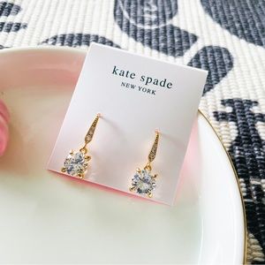 🆕Kate Spade Dainty Round Crystal Drop Earrings Clear